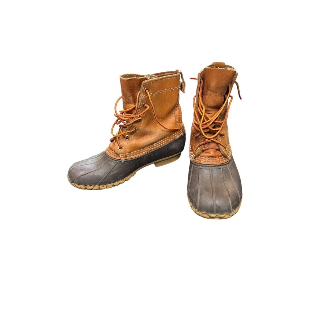L.L. Bean Waterproof Brown Outdoor Waterproof Rubber Bean Duck Rain Boots Size 7